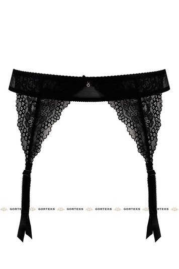 Gorteks Scarlet/PPN sensual lace garter belt (matching thongs, briefs and bra available) - made in EU, Black-Beige