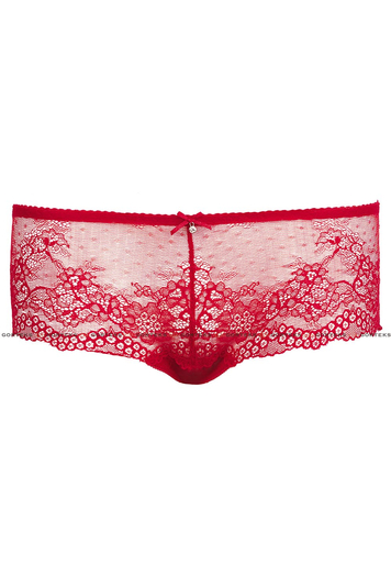 Gorteks Scarlet/Sz women's knickers shorts transparent lace sheer - made in EU, Red