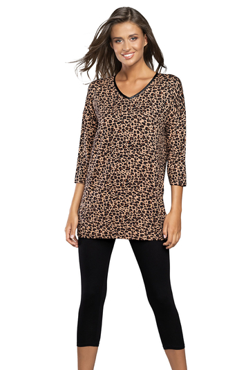 Italian Fashion ladies pyjamas leopard pattern Pantera r.3/4 sp.3/4, Black
