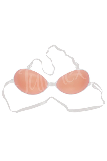 Julimex BS-04 self-adhesive backless clear back silicone strapless push up - made in EU, Light Beige