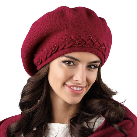 Kamea smooth woolen women's beret Bolzano | Maroon