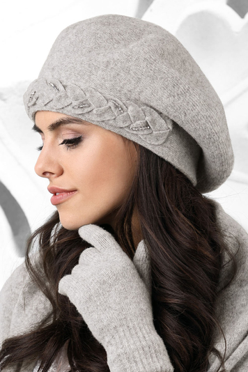Kamea smooth woolen women's beret Bolzano, Grey