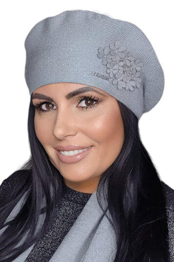 Kamea stylish winter women's beret Feba, Grey