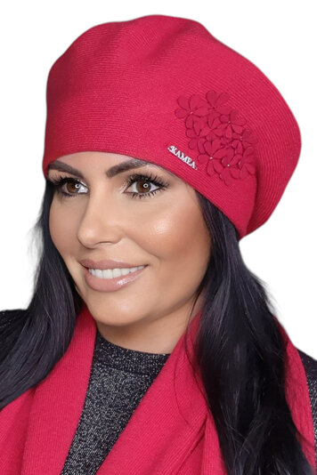 Kamea stylish winter women's beret Feba, Red