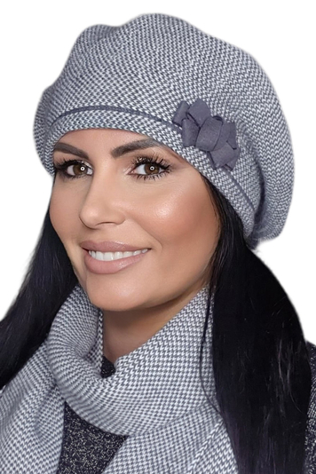Kamea stylish woolen winter beret Helena, Dark Grey