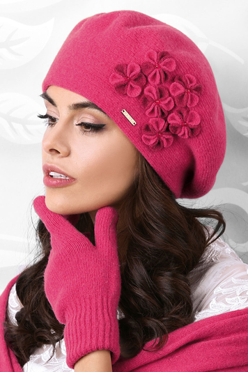 Kamea women's smooth beret Gorycja, Dark Pink
