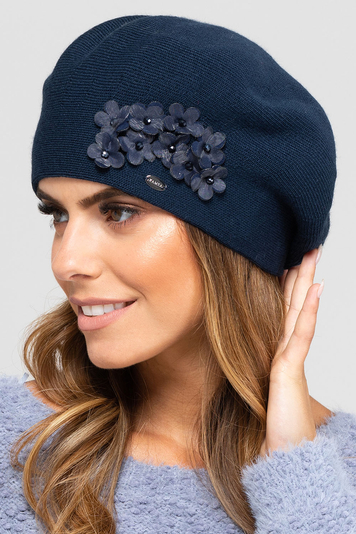 Kamea women's smooth floral beret Arizona, Dark Blue