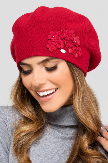 Kamea women's smooth floral beret Arizona, Red