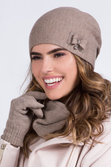 Kamea women's stylish winter hat Wika, Dark Beige