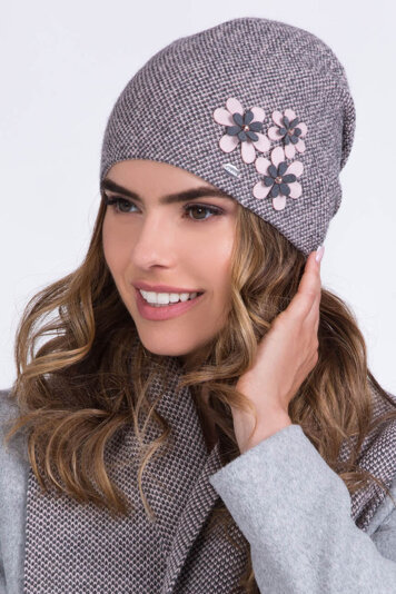 Kamea women's warm winter floral hat Lusi, Light Pink