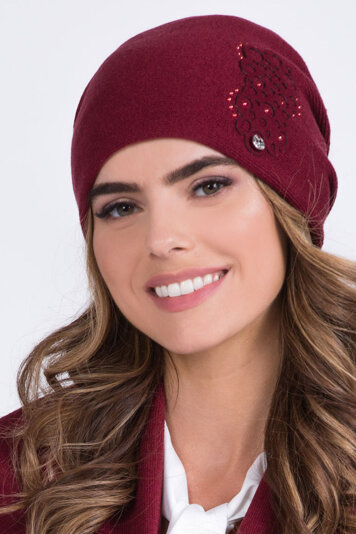 Kamea women's winter woolen hat Serena, Maroon