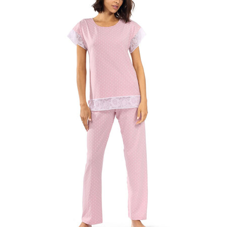 Lorin ladies pyjama set lacy details P-1524 , Pink