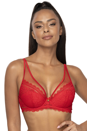 Mat underwired lace sexy push-up bra 0198/11 Estelle, Red