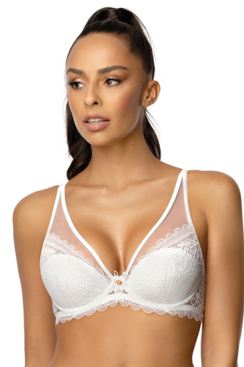 Mat underwired lace sexy push-up bra 0198/11 Estelle, White