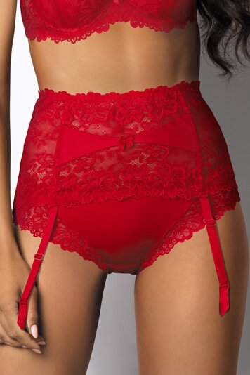 Mat women's lace garter belt 053/3 Carmela, Red