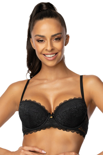 Mat women's underwired lace push-up bra 0198/11/1 Estelle, Black