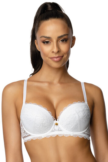 Mat women's underwired lace push-up bra 0198/11/1 Estelle, White