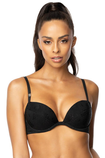 Mat women's underwired patterned push-up bra 0200/1 Terrie, Black