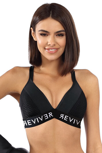 Reviver classic sports bra V-shape neckline F5520 , Black