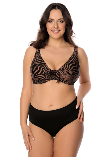 Vivisence 3203 underwired soft bikini top stripes (matching bottoms available), Brown-Black