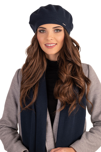 Vivisence Elegant Women's Winter Beret And Scarf Set Made Of Warm Thick And Soft Fabric With Wool Blend For Ladies Ideal For Cold Winter And Autumn Days , Dark Blue