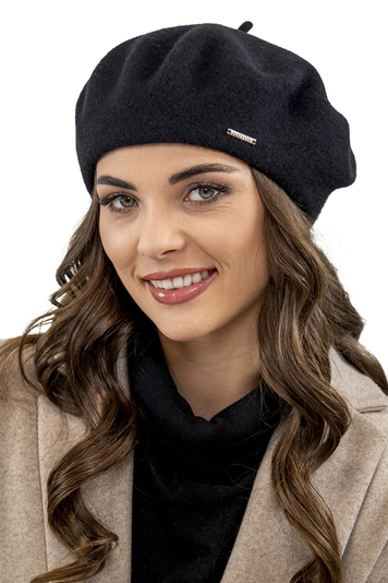 Vivisence Elegant Women's Winter Beret With Classic Style Made From Wool Soft And Warm Perfect Fit With Static-Free Effect Ideal For Cold Weather And Everyday Wear, Black