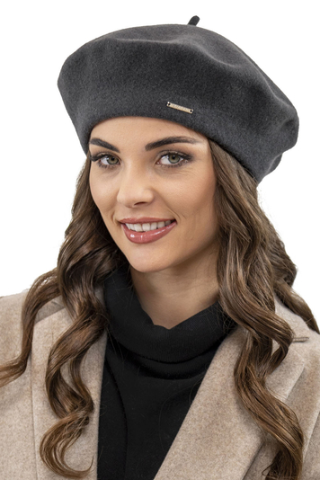 Vivisence Elegant Women's Winter Beret With Classic Style Made From Wool Soft And Warm Perfect Fit With Static-Free Effect Ideal For Cold Weather And Everyday Wear, Dark Grey