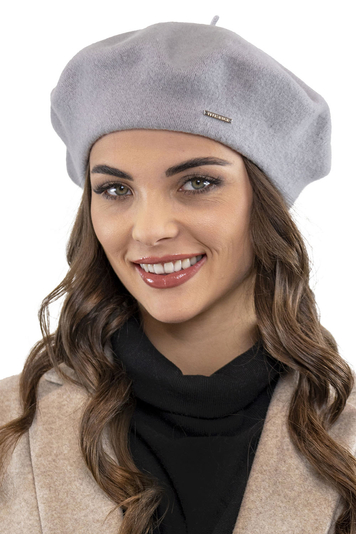 Vivisence Elegant Women's Winter Beret With Classic Style Made From Wool Soft And Warm Perfect Fit With Static-Free Effect Ideal For Cold Weather And Everyday Wear, Grey