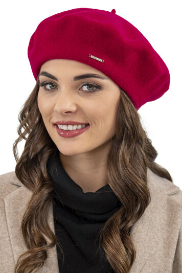 Vivisence Elegant Women's Winter Beret With Classic Style Made From Wool Soft And Warm Perfect Fit With Static-Free Effect Ideal For Cold Weather And Everyday Wear, Red