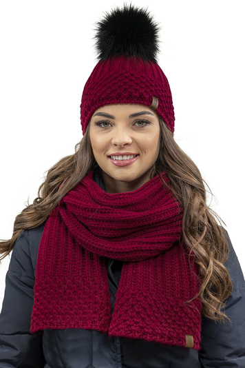 Vivisence Elegant Women's Winter Hat With Soft Fleece Lining And Pompom For Ultimate Warmth Made From Soft And Warm Fabric Stylish Perfect For Cold Winter And Autumn Weather, Maroon