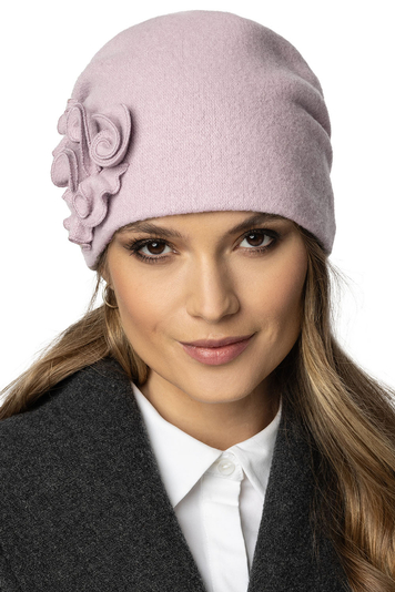 Vivisence Handmade Women's Winter Hat with Unique Hand-Embroidered Floral Decoration Perfect Fit with Elastic Band No Static Hair Ideal for Cold Winter Days, Pink