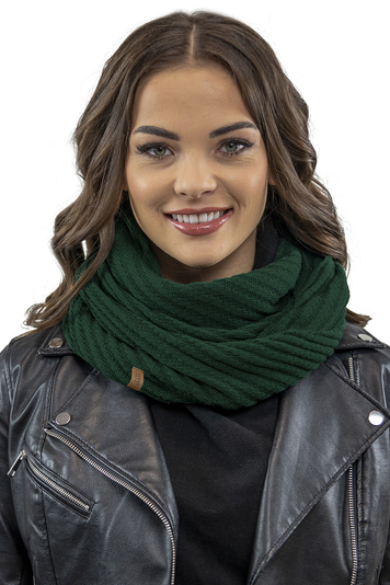 Vivisence Luxurious Ladies Snood Scarf Stylish Design Made From Soft And Warm Acrylic Fabric Perfect For Cold Winter And Autumn Days And For Everyday Wear, Green