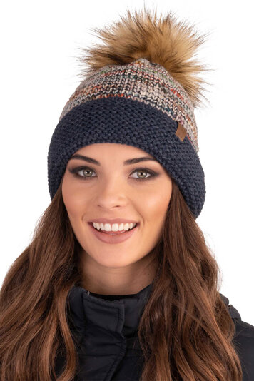 Vivisence Stylish Ladies Winter Hat With Pompom And Soft Fleece Lining For Maximum Warmth And Comfort Made From Soft And Warm Fabric Ideal For Cold Winter And Autumn Weather, Dark Blue