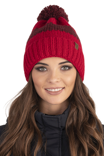 Vivisence Stylish Ladies Winter Hat with Bobble 7023, Made in EU, Red