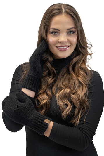 Vivisence Stylish Women's Mittens Made Of Warm And Soft Yarn With Elegant Ribbed Cuff Design Ideal For Stylish Outfits Perfect Gloves For Cold Winter And Autumn Weather, Black