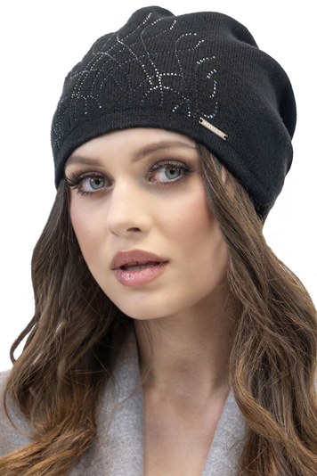 Vivisence Winter Women's Beanie With Thick Warm Fabric, Pleated Back Shiny Details For Ladies Ideal For Winter And Everyday Wear For Autumn And Winter, Black