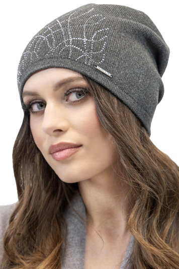 Vivisence Winter Women's Beanie With Thick Warm Fabric, Pleated Back Shiny Details For Ladies Ideal For Winter And Everyday Wear For Autumn And Winter, Dark Grey