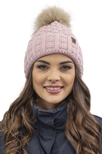 Vivisence Winter Womens Elegant Winter Hat With Pom Pom Soft Fleece Lining For Ladies Warm And Comfortable Perfect For Cold Days And Everyday Wear, Light Pink