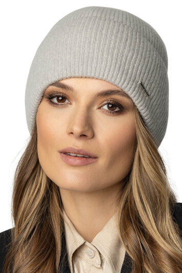 Vivisence Winter Women's Hat With Perfect Fit Design Turned-Up Hem Soft And Warm Merino Wool And Cashmere Blend For Cold Autumn And Winter Days, Light Grey