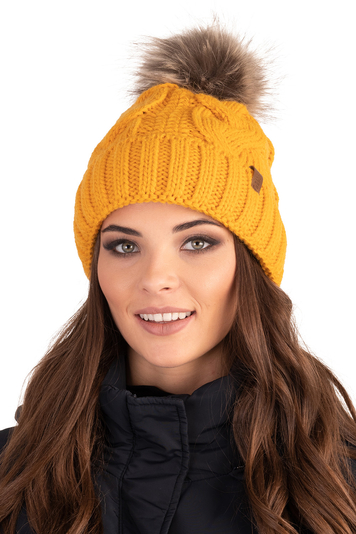 Vivisence Winter Women's Stylish Winter Hat With Pompom Soft Fleece Lining For Ladies Warm And Comfortable Ideal For Cold Days And Everyday Wear, Honey