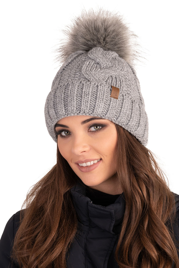 Vivisence Winter Women's Stylish Winter Hat With Pompom Soft Fleece Lining For Ladies Warm And Comfortable Ideal For Cold Days And Everyday Wear, Light Grey