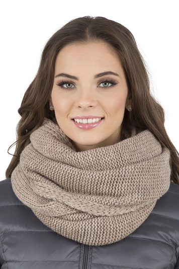 Vivisence Women Winter Loop Scarf Warm and Cozy Neck Covering for Winter and Autumn Warm Thick Scarf, Classic Winter Scarf for Ladies, Modell 7103S, Made in The EU, Beige