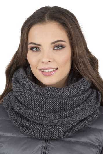 Vivisence Women Winter Loop Scarf Warm and Cozy Neck Covering for Winter and Autumn Warm Thick Scarf, Classic Winter Scarf for Ladies, Modell 7103S, Made in The EU, Dark Grey