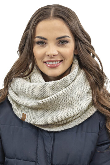 Vivisence Women Winter Loop Scarf Warm and Cozy Neck Covering for Winter and Autumn Warm Thick Scarf, Classic Winter Scarf for Ladies, Modell 7103S, Made in The EU, Light Beige
