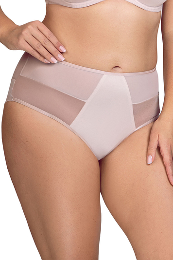 Vivisence Women's Briefs Classic Cut Beige Mesh Inserts Double-Folded Mesh Back Cotton Gusset Elegant and Comfortable Perfect For Everyday Wear, Beige