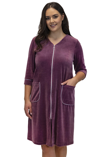 Vivisence classic ladies dressing gown 5027, Purple