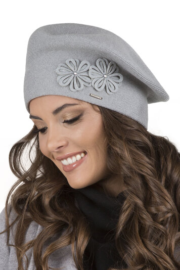 Vivisence elegant ladies hat and scarf set 7007Kmpl , Light Grey