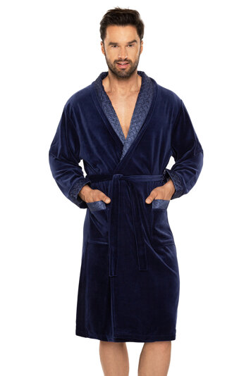 Vivisence smooth plain cotton men's robe M5003