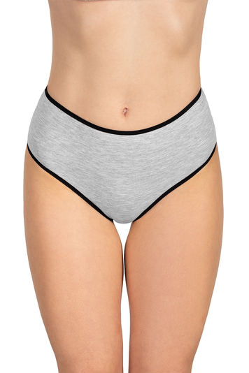 Vivisence smooth plain high waisted briefs 4017, Black Elastic: Grey