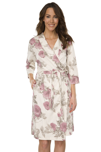 Vivisence stylish floral woman dressing gown 5019, Beige
